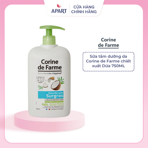 Sữa Tắm Dưỡng Da Corine de Farme Nuôi Dưỡng Và Làm Sạch Nhẹ Dịu Hương Dừa 750ML