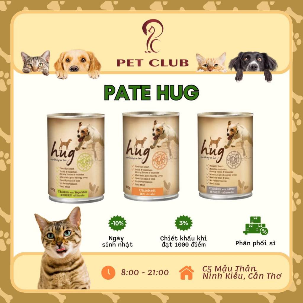 Pate cho chó HUG lon 400gr