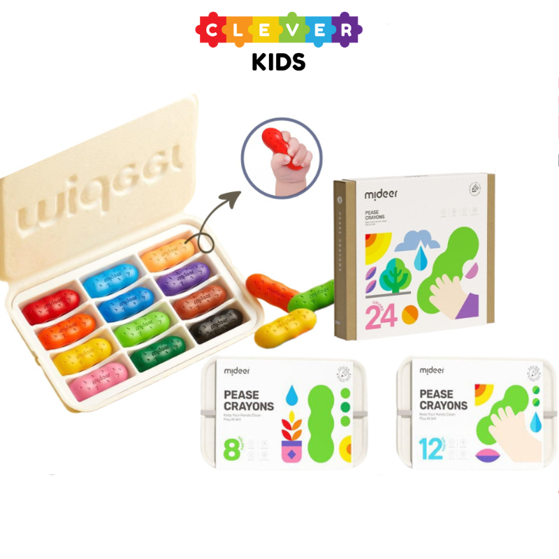 Màu Sáp Lụa Hạt Đậu Pease Crayons Mideer, Bút Sáp Màu Hữu Cơ, Đồ Chơi Thủ Công Cho Bé Từ 2+ - CleverKids