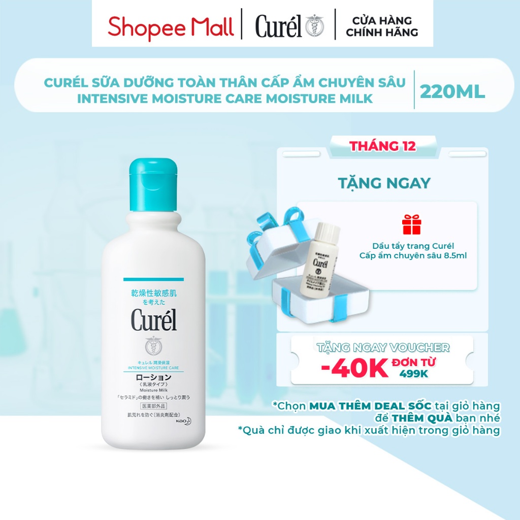 Sữa Dưỡng Toàn Thân Cấp Ẩm Chuyên Sâu Curel Intensive Moisture Care Moisture Milk 220ml