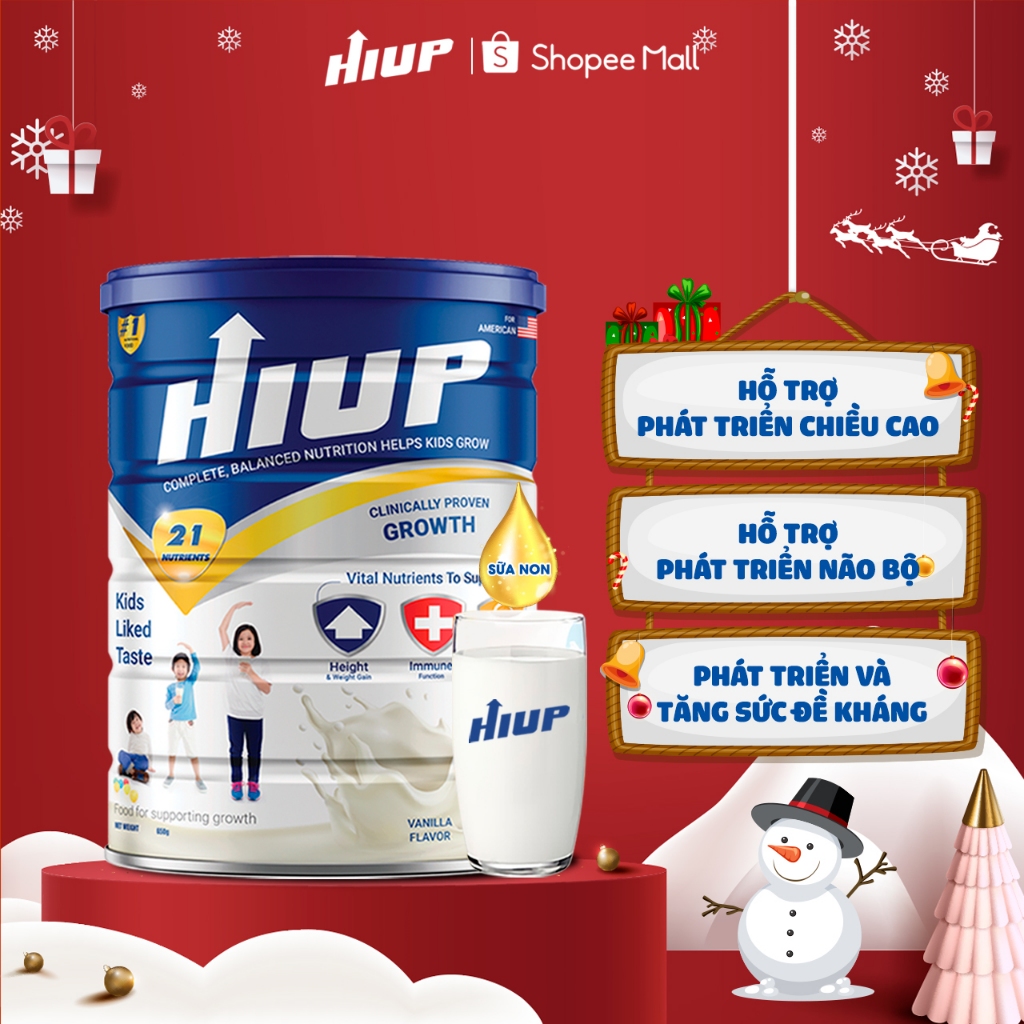 Một hộp sữa bột HIUP (650g) tăng chiều cao, tăng cân cho trẻ từ 2 đến 15 tuổi
