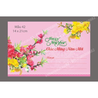 Phong bì chúc mừng năm mới 14x21cm,  in sẵn (Combo 50,100 cái)