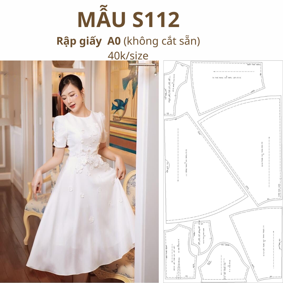 RẬP GIẤY A0 VÁY S112 (KHÔNG CẮT SẴN)