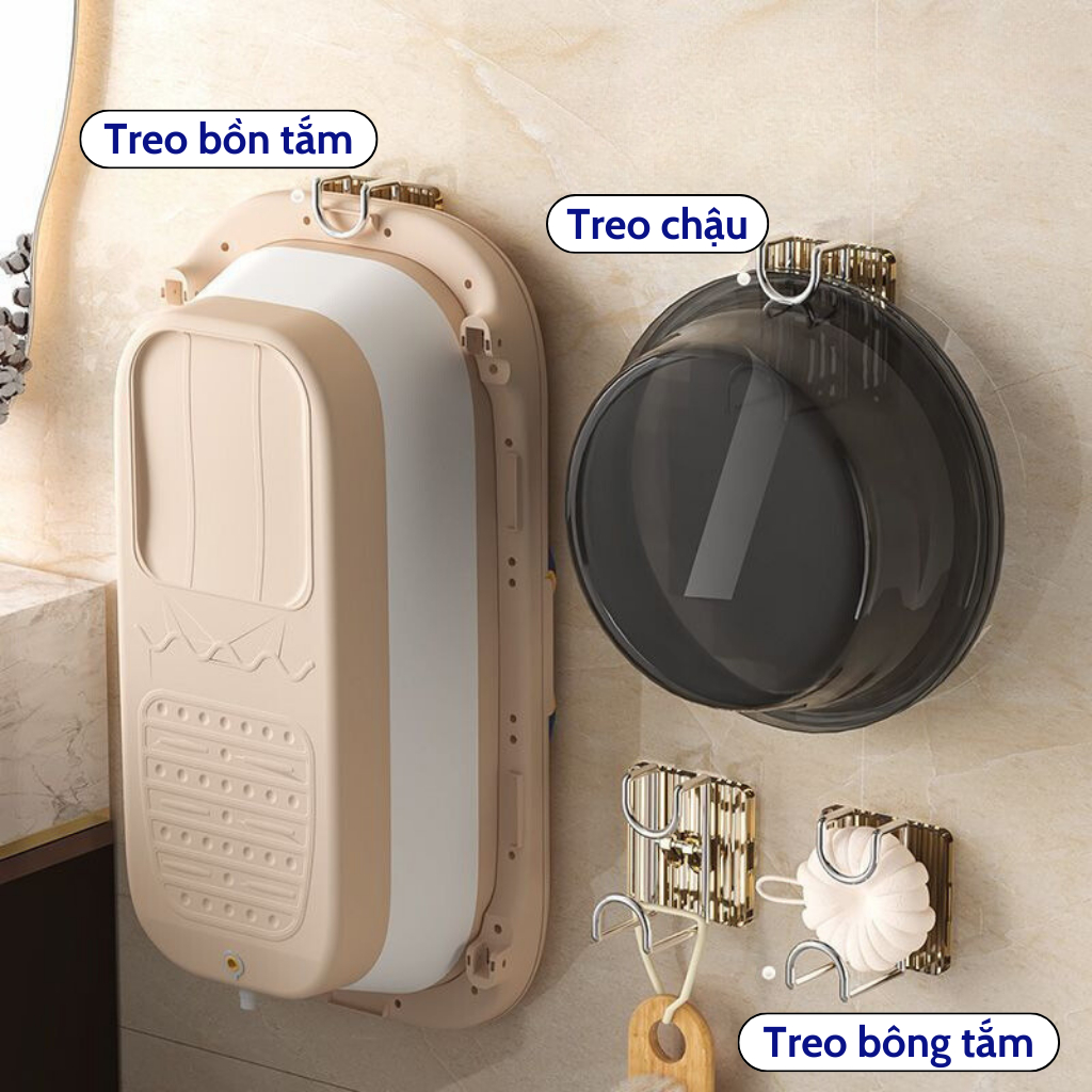 Móc Treo Thau Chậu Đa Năng Bằng Inox 304 Và Nhựa Trong Suốt Acrylic Cao Cấp. Móc Dán Tường Treo Chậu, Thau Cao Cấp