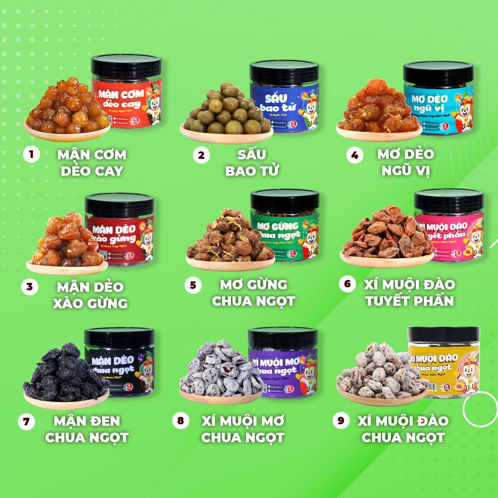 Combo 9 hộp ô mai mix vị Nhất Phẩm Đường ô mai xí muội Hà Nội