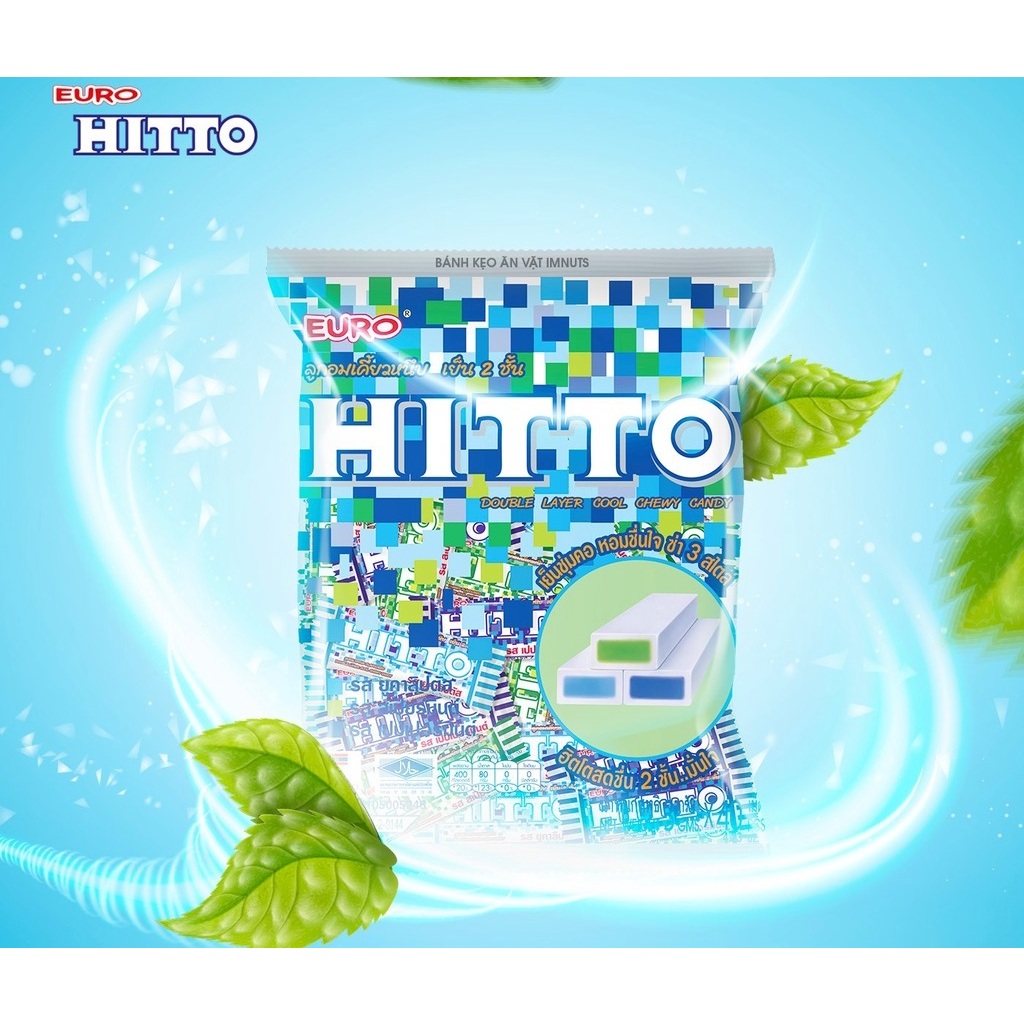 Kẹo Hitto Bạc Hà,  Hitto trái cây gói 150g  Chính hãng Euro Thái Lan