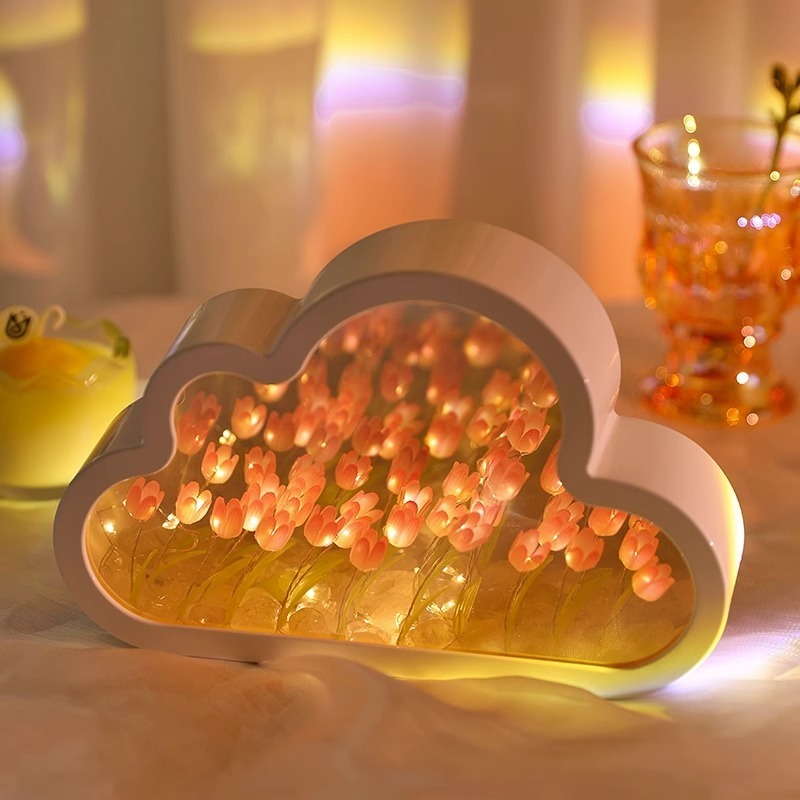 🔥20 bông🔥 hoa Dèn phòng ngủ Đèn Ngủ Hình Hoa Tulip Đám Mây Tráng Gương DIY Dùng Làm Quà Tặng Sinh Nhật