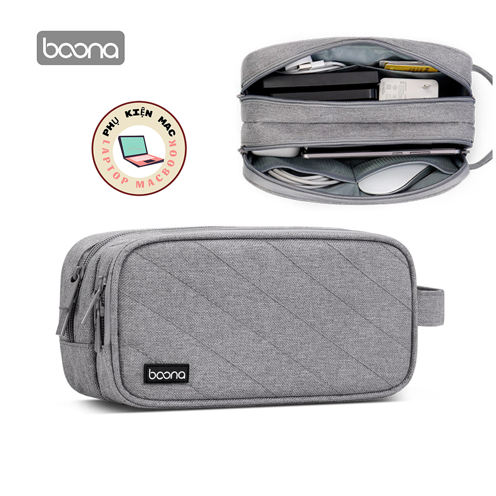 Túi đựng phụ kiện điện tử đồ công nghệ Baona, Boona dáng dọc kiêm đựng ổ cứng pin dự phòng dây sạc laptop phukienmac68