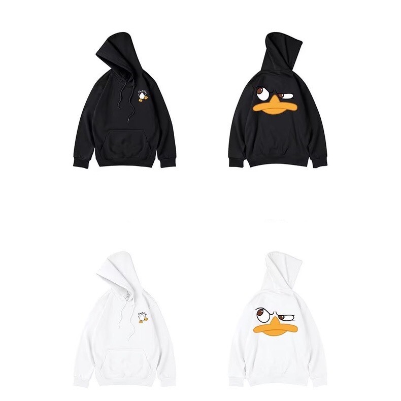 Áo hoodie nỉ Vịt Mỏ Vàng nam nữ form rộng, áo nỉ mũ 2 lớp, mùa đông unisex vải cotton dày dặn
