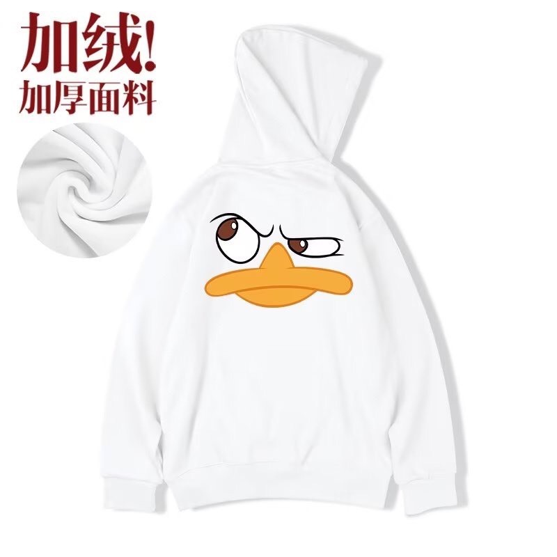 Áo hoodie nỉ Vịt Mỏ Vàng nam nữ form rộng, áo nỉ mũ 2 lớp, mùa đông unisex vải cotton dày dặn