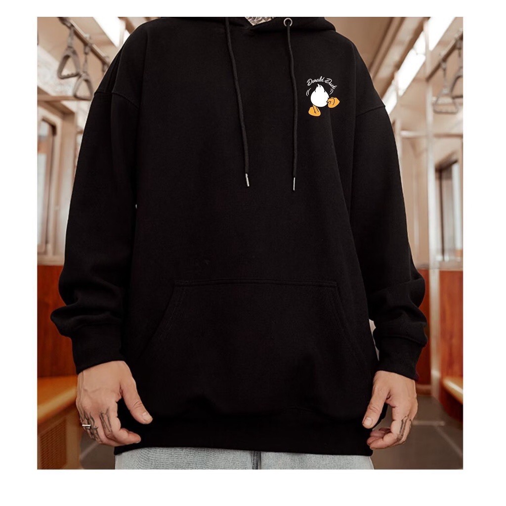 Áo hoodie nỉ Vịt Mỏ Vàng nam nữ form rộng, áo nỉ mũ 2 lớp, mùa đông unisex vải cotton dày dặn