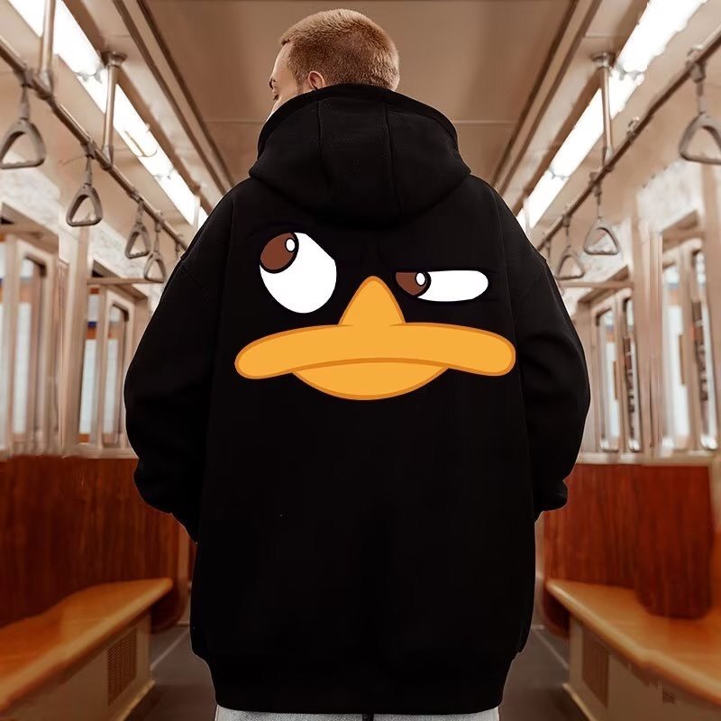 Áo hoodie nỉ Vịt Mỏ Vàng nam nữ form rộng, áo nỉ mũ 2 lớp, mùa đông unisex vải cotton dày dặn