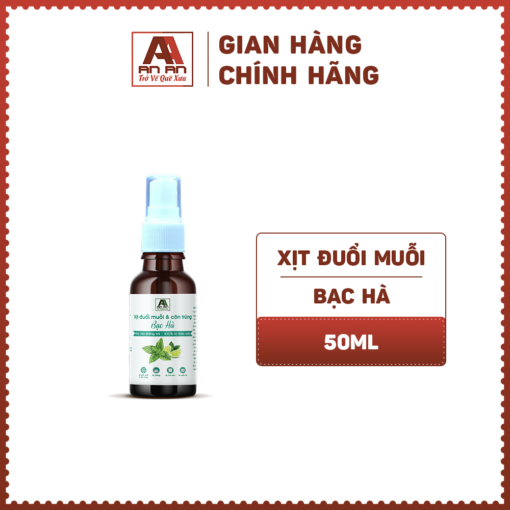 Xịt Tinh Dầu Đuổi Muỗi AN AN 50ml Khử Mùi hiệu quả Bạc Hà