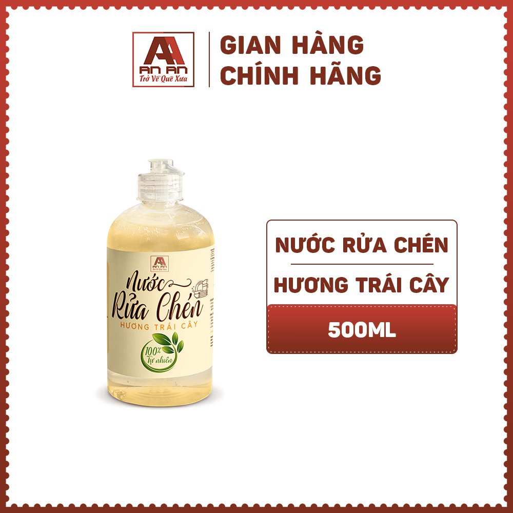 Nước rửa chén hữu cơ An An bồ hòn không chất tẩy rửa an toàn cho da tay thân thiện với môi trường 500ml.