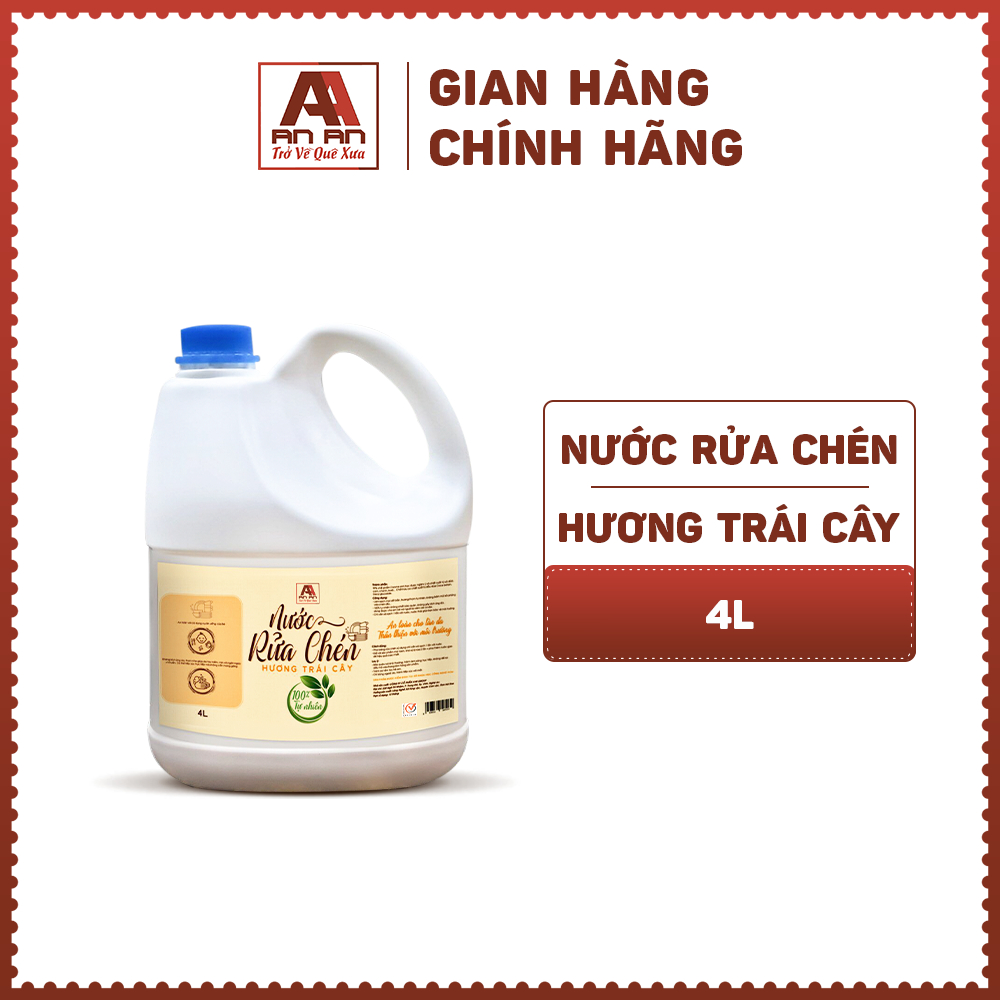 Nước rửa chén hữu cơ bồ hòn An An 4000 ml, 100% tự nhiên, không chất tẩy rửa.