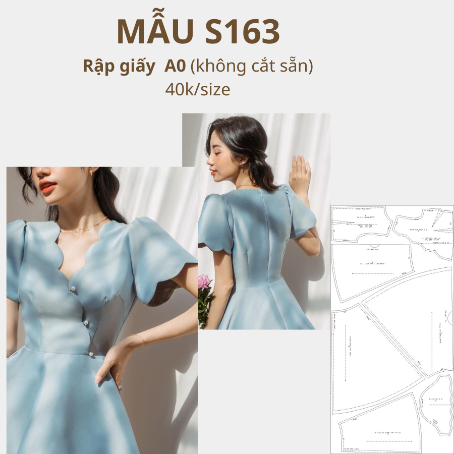 RẬP GIẤY A0 VÁY S163 (KHÔNG CẮT SẴN)