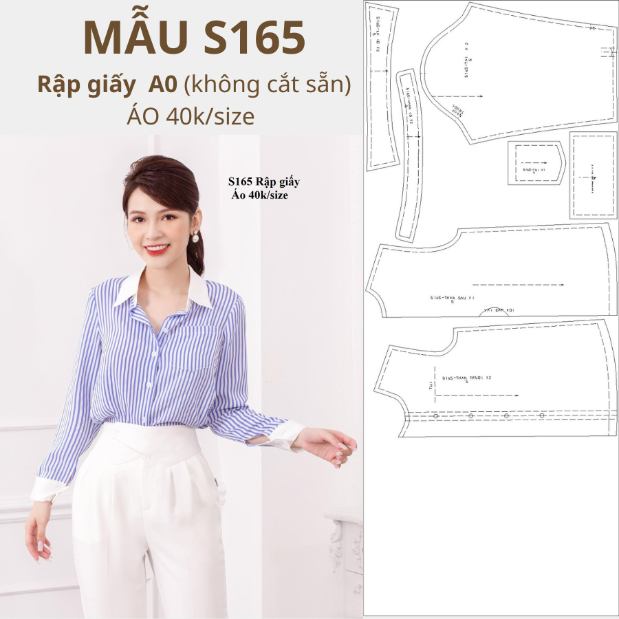 RẬP GIẤY A0 ÁO S165 (KHÔNG CẮT SẴN)