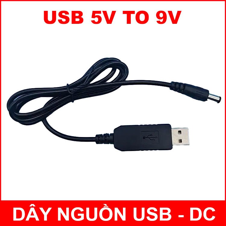 Dây cáp chuyển đổi nguồn USB 5V sang 9V DC
