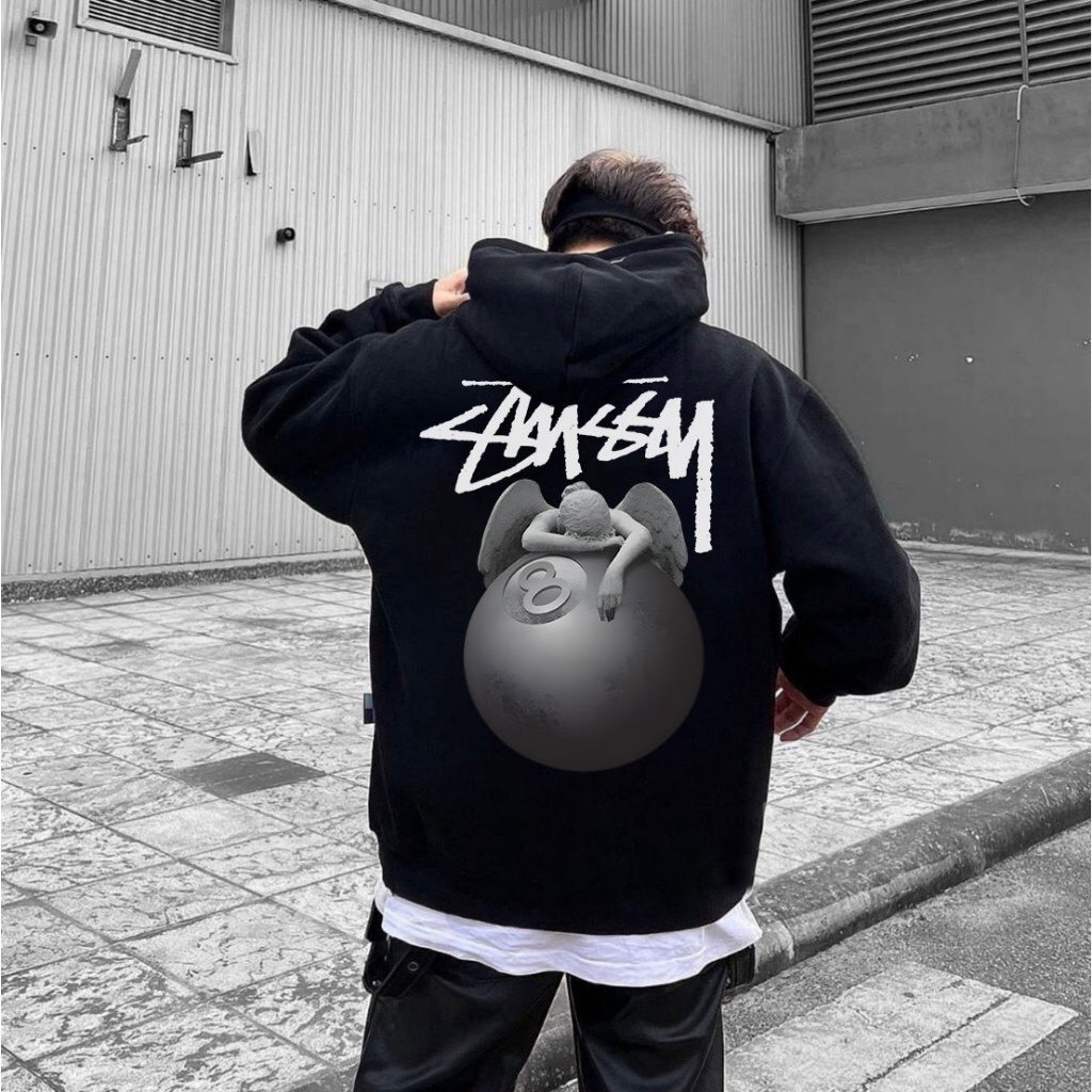 Áo hoodie nỉ Chữ ký thiên thần nam nữ form rộng, áo nỉ mũ 2 lớp, mùa đông unisex vải cotton dày dặn
