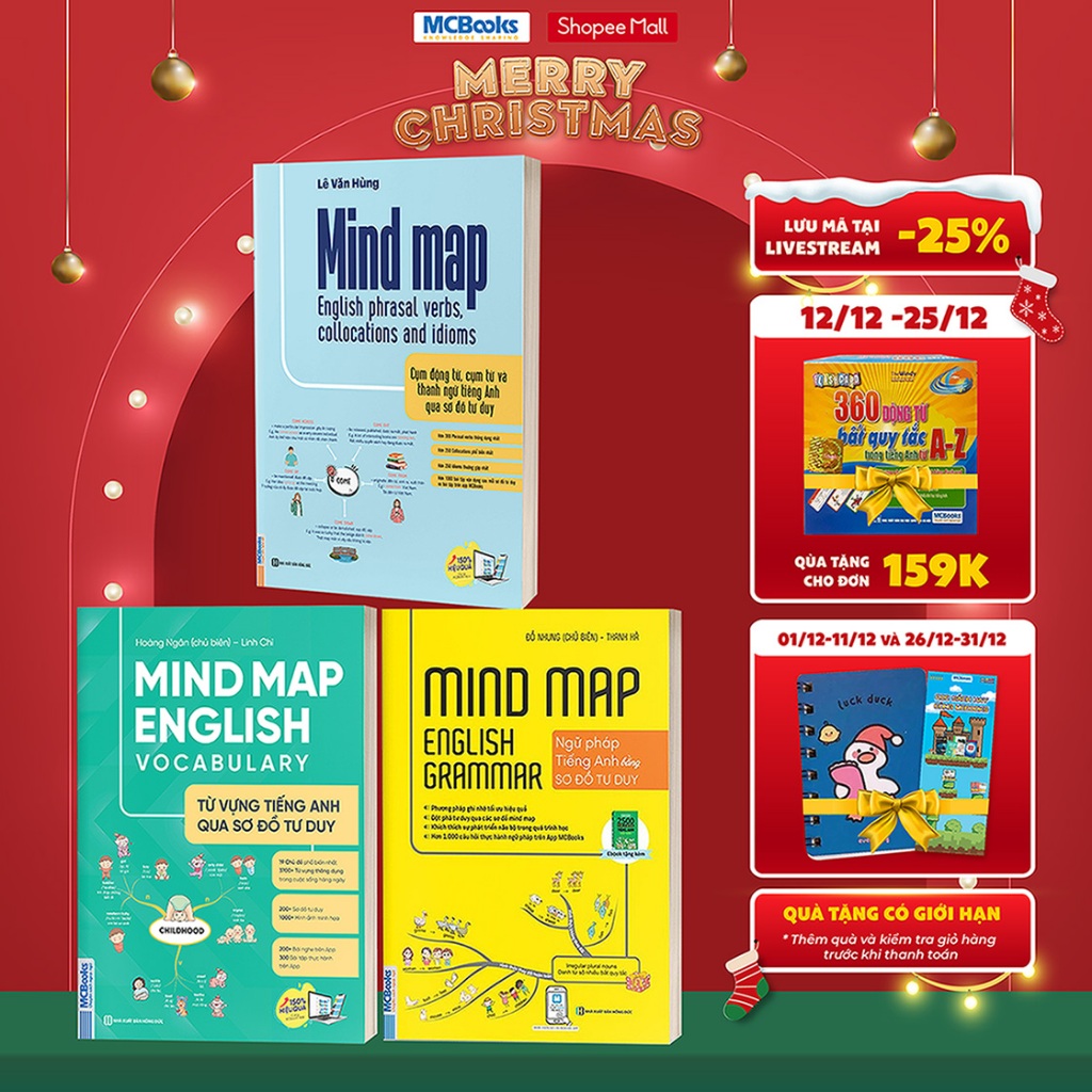 Sách - Bộ 3 Cuốn MindMap English Học Tiếng Anh Cho Người Mới Bắt Đầu MCBooks (Combo/Lẻ Tùy Chọn)
