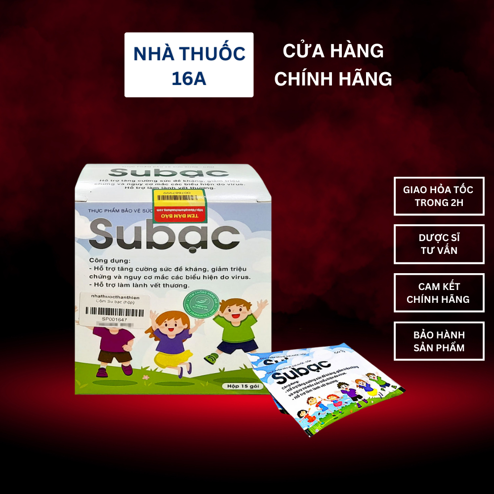 CỐM SU BẠC - DƯỢC PHẨM Á ÂU - CỐM SUBAC HỖ TRỢ TĂNG SỨC ĐỀ KHÁNG CHO TRẺ, BỔ SUNG LYSINE, VITAMIN C