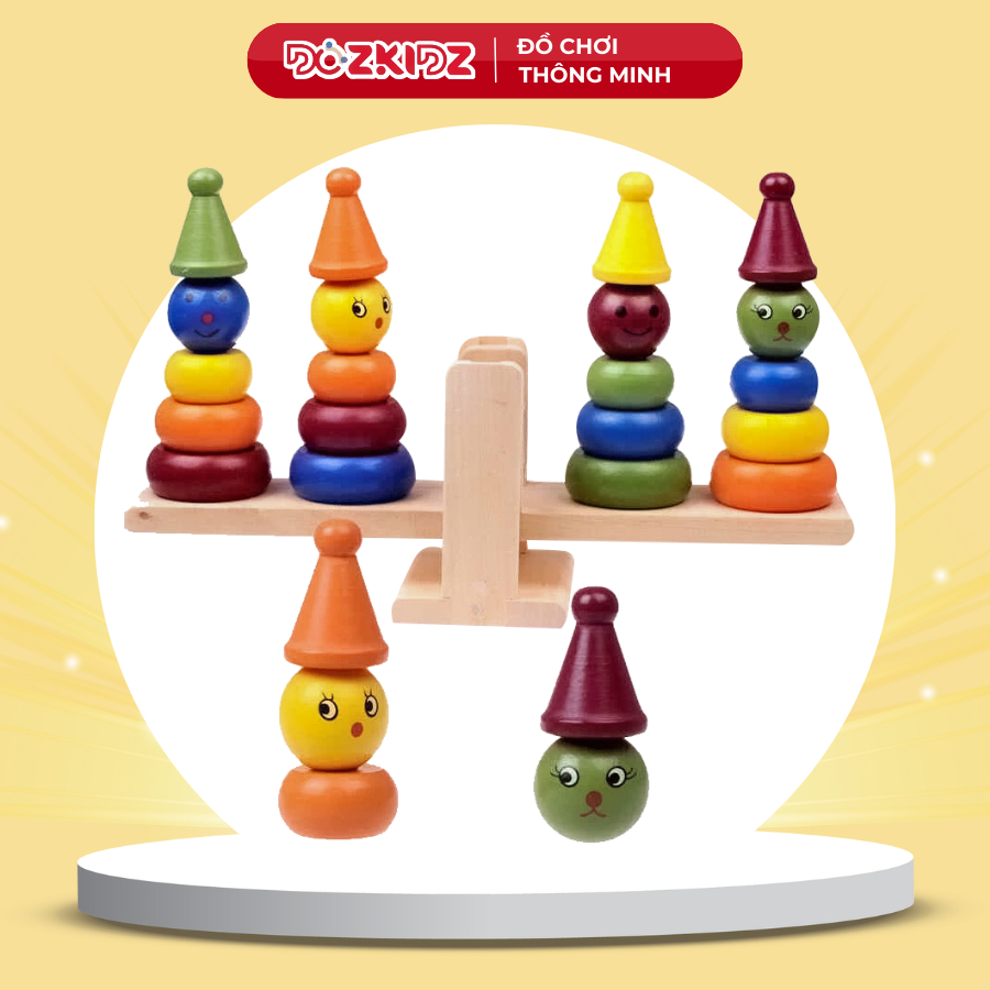 Đồ chơi gỗ tư duy sáng tạo - 4 chú hề thăng bằng - DOZKIDZ
