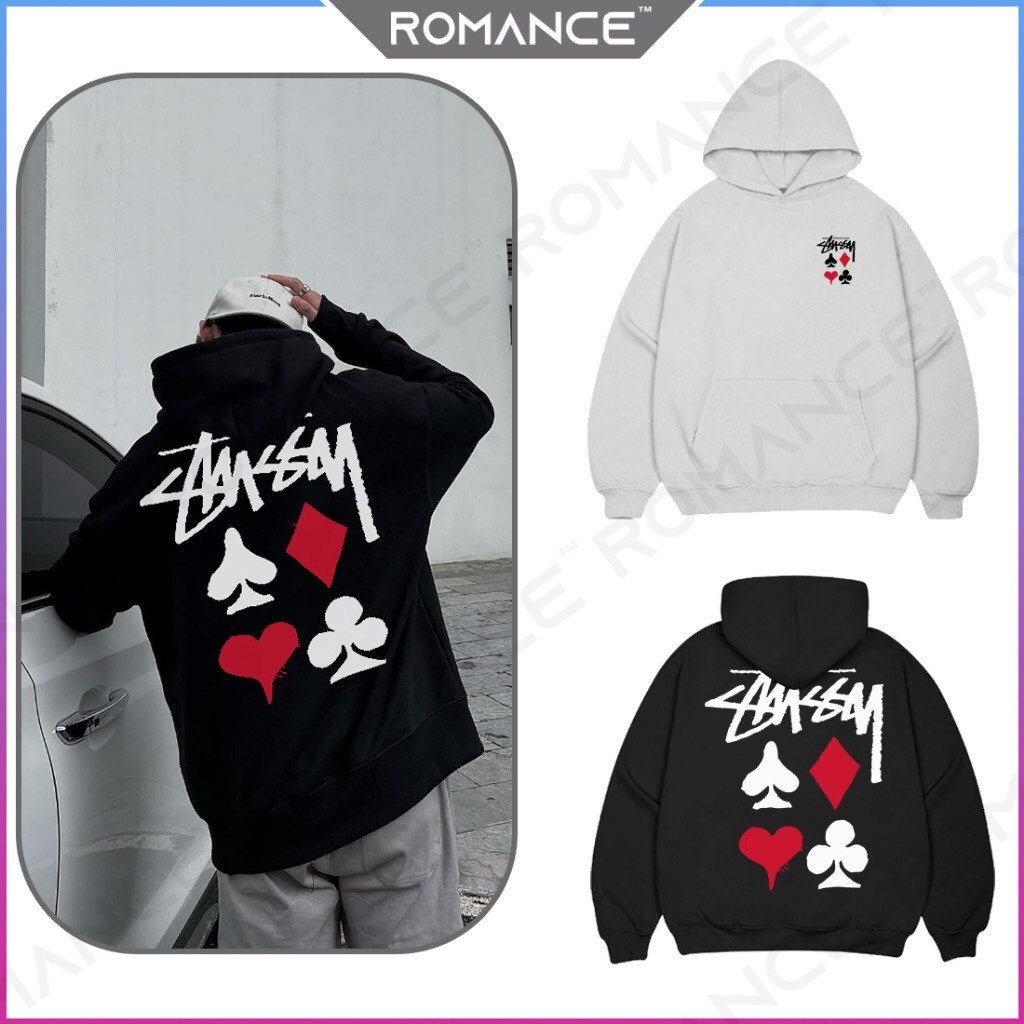 Áo Hoodie Chữ Ký lá bài  nam nữ form rộng, áo nỉ mũ 2 lớp, mùa đông unisex vải cotton dày dặn