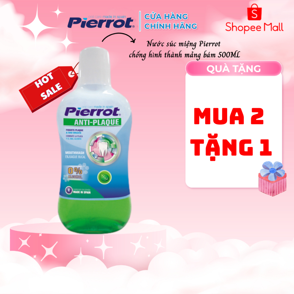 [MUA 2 TẶNG THÊM 1] Nước súc miệng chống hình thành mảng bám Pierrot 500ml