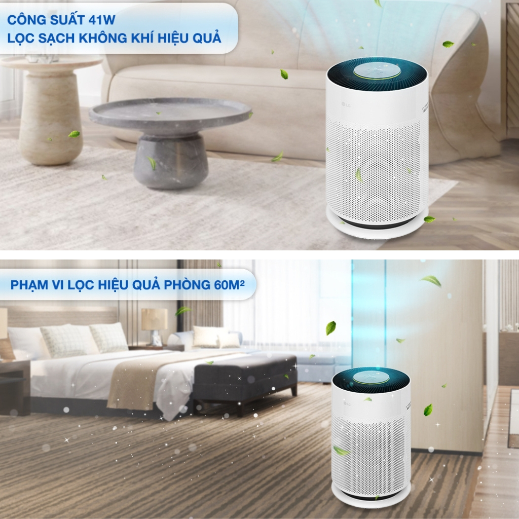 Máy lọc không khí LG PuriCare 360 Hit AS60GHWG0 41W | Máy lọc không khí AS60GHWG0 màu trắng cho phòng 60m2 | Chính hãng