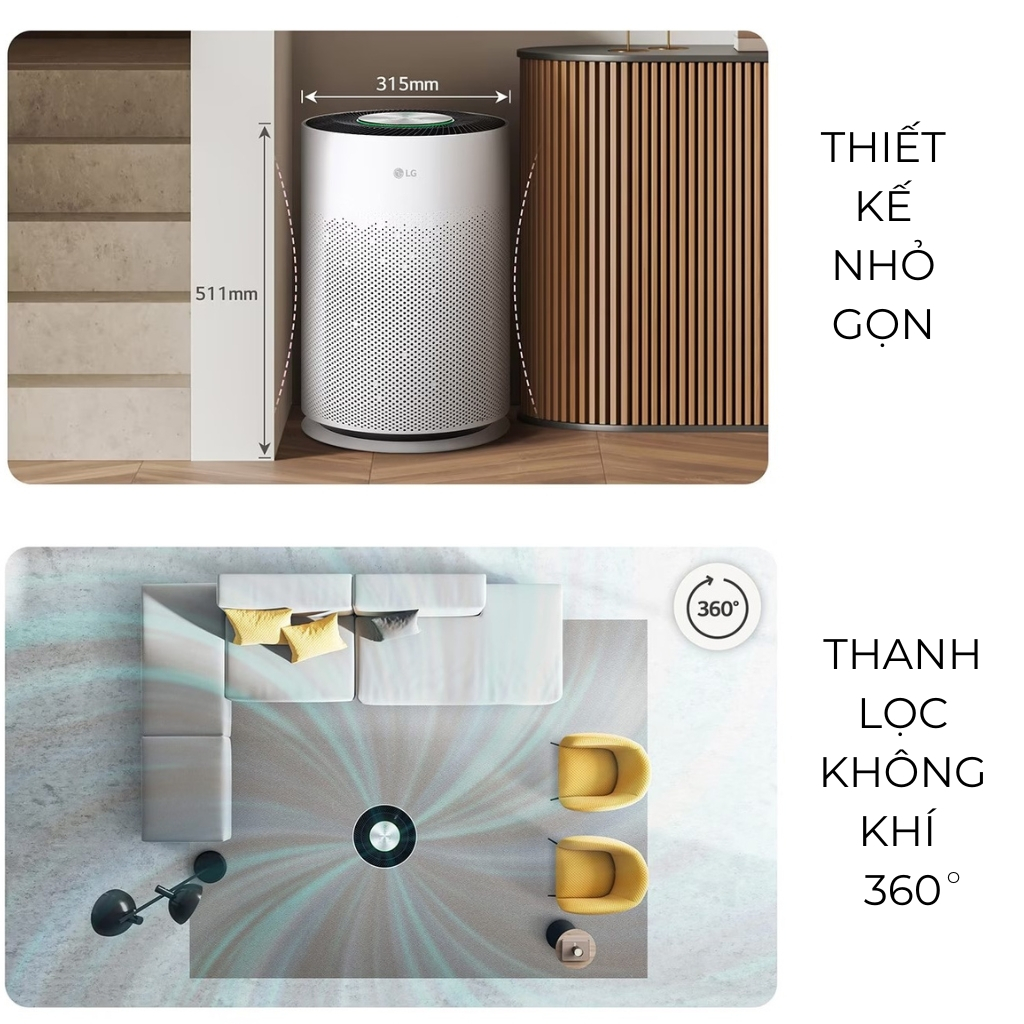 Máy lọc không khí LG PuriCare 360 Hit AS60GHWG0 41W | Máy lọc không khí AS60GHWG0 màu trắng cho phòng 60m2 | Chính hãng