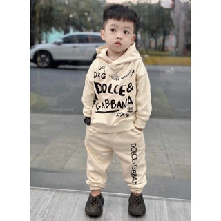 Set bộ thu đông bé trai bé gái gồm áo nỉ Hoodie phối quần Jogger DG pin art chất nỉ cotton COOKY KIDS