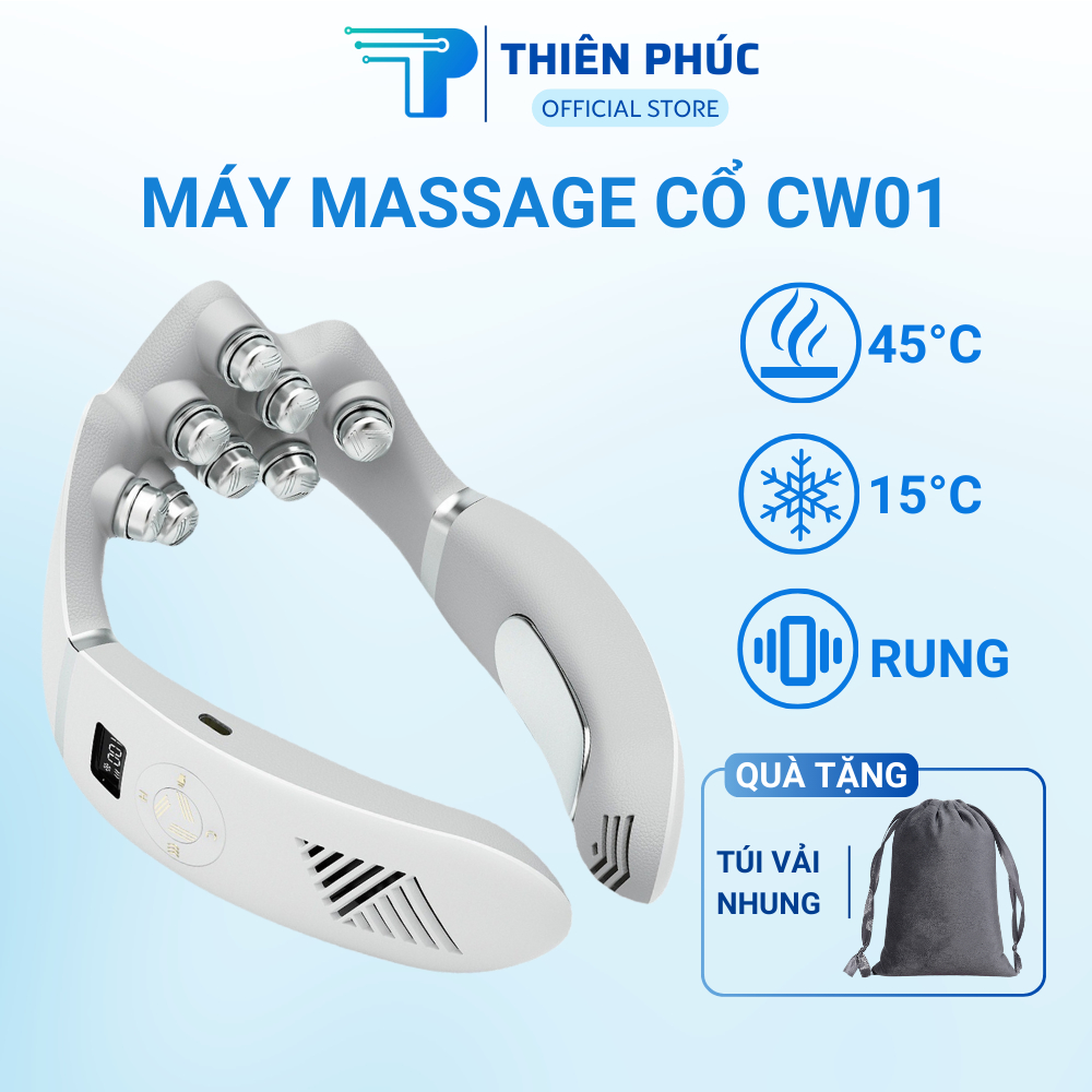 Máy Massage Cổ Vai Gáy Thiên Phúc Tâm CW1 Có 8 Đầu Mát Xa 3D Và 2 Điểm Cực Nóng Lạnh Giảm Đau Nhức, Thư Giãn
