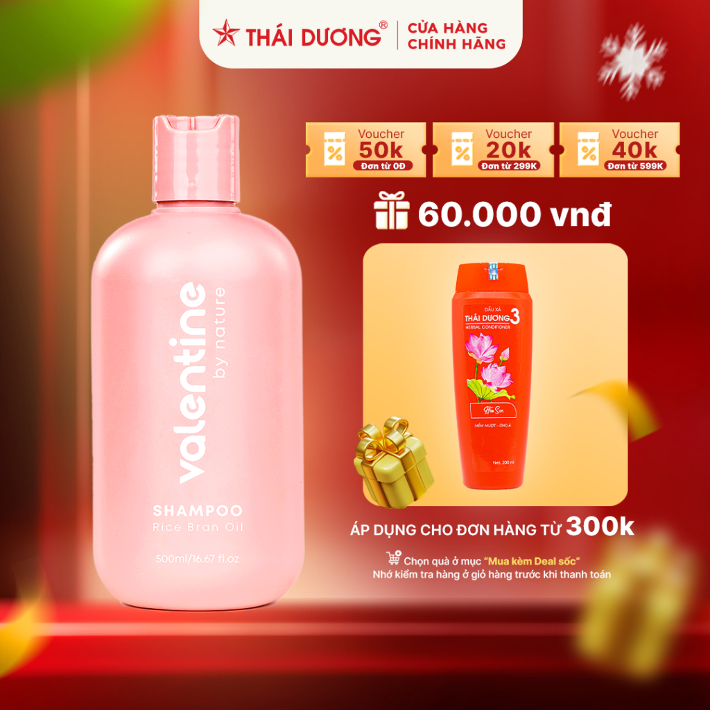 Dầu gội gạo lứt Valentine tóc chắc khỏe suôn mượt 500ml