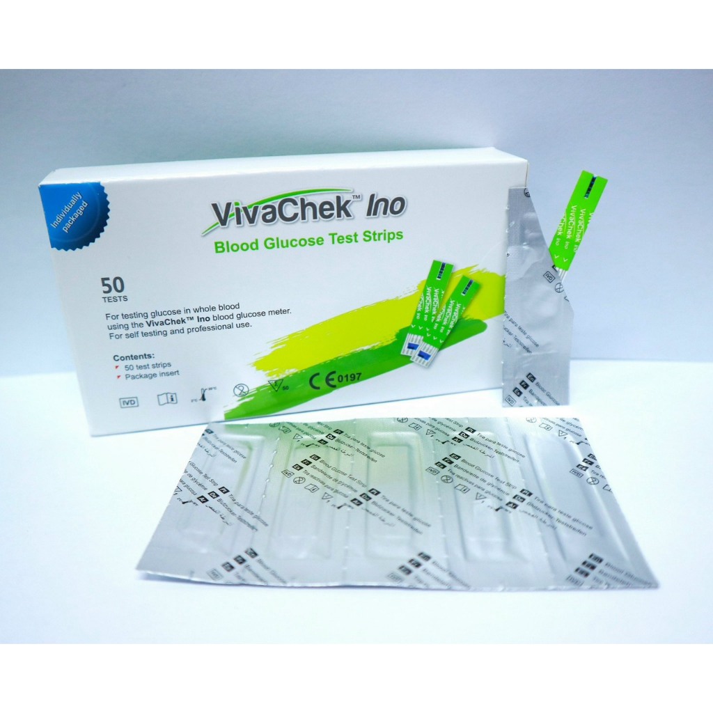 Que test đường huyết VivaChek Ino (VGS01)- Hàng chính hãng (Hộp 50 que+ 50kim) /CTKM mua 4 hộp que tặng 1 máy (Mg/dL)