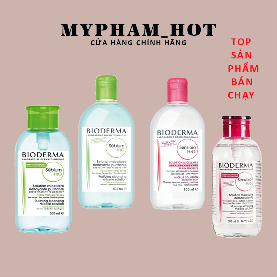 Nước Tẩy Trang Bioderma Sensibio + Sebium H2O Cho Da Nhạy Cảm, Da Dầu và Mọi Loại Da