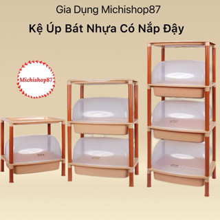 Kệ úp chén, bát nhiều tầng có nắp đậy nhựa Việt Nhật- đồ dùng nhà bếp bằng nhựa cao cấp an toàn