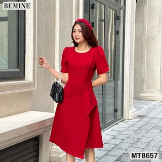 Đầm thiết kế cổ tròn xếp ly eo tùng xoè bemine mt8657