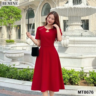 Đầm thiết kế cổ tròn đính cườm tùng xoè bemine mt8676