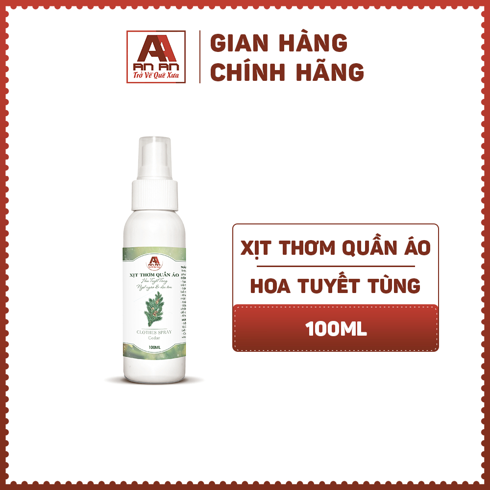 Xịt thơm quần áo AN AN hương hoa Tuyết tùng 100ml hương dịu nhẹ sảng khoải khử mùi quần áo thơm mát cả ngày dài.