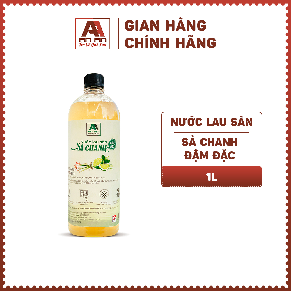 Nước Lau Sàn Hữu Cơ Hương Sả Chanh Đậm Đặc Đuổi Muỗi Và Côn Trùng Khử Mùi Chai 1000ml An An.