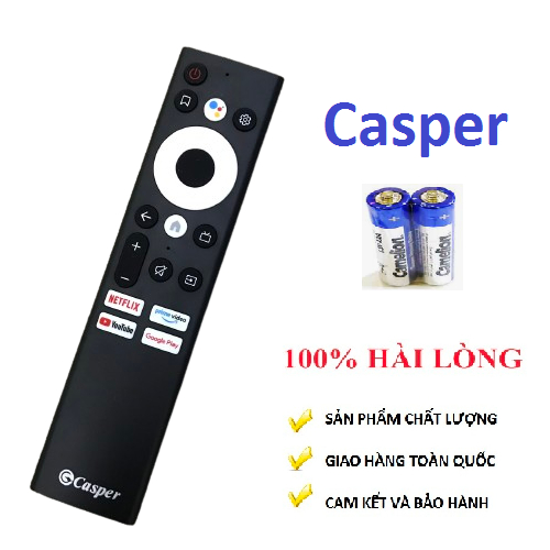 Điều khiển tivi casper giọng nói nút tròn màu trắng, Remote từ xa cho tivi casper