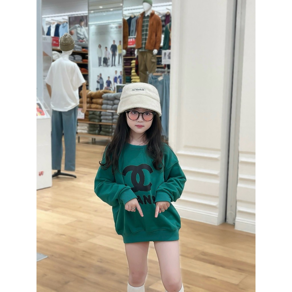 Áo nỉ cổ tròn xà leo basic cho bé trai , gái , áo sweater thu đông trẻ em kid_genz