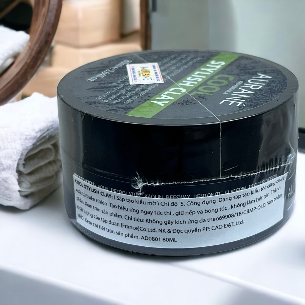 Sáp vuốt tóc nam Aurane Cool Stylish Clay 80g chính hãng