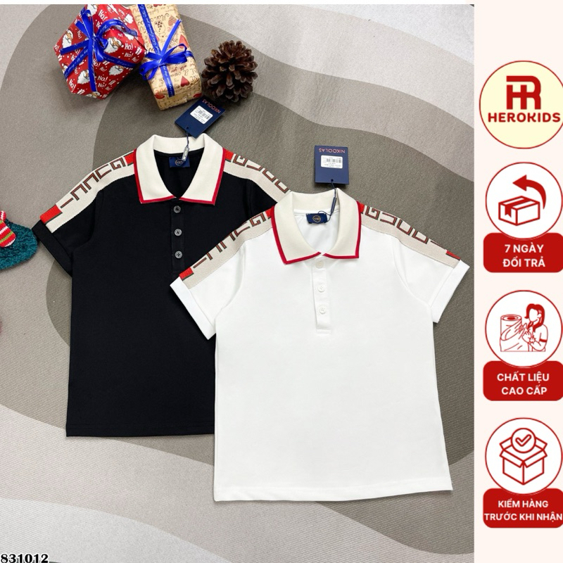 Áo polo cho bé trai đi học đi chơi , áo polo cho bé trai chạy viền dệt nổi sang trọng - Herokids