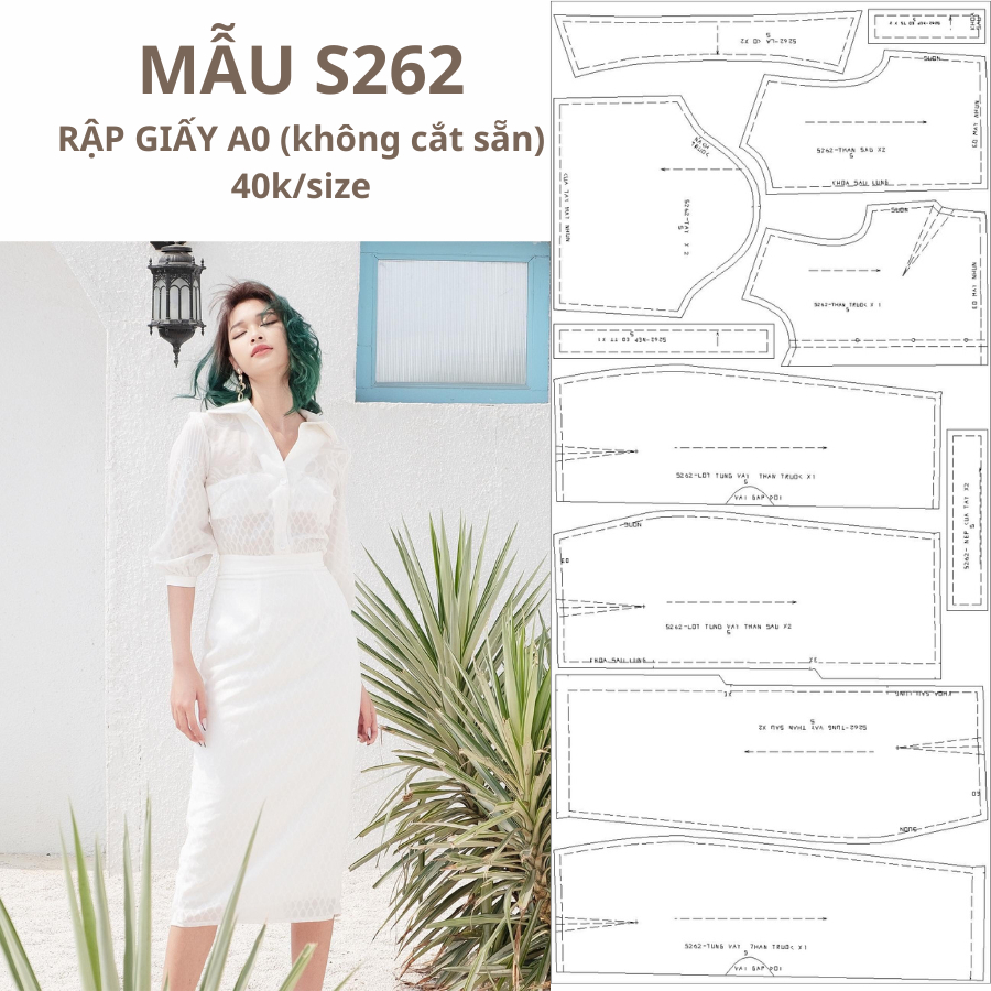 RẬP GIẤY A0 VÁY BODY S262 (KHÔNG CẮT SẴN)