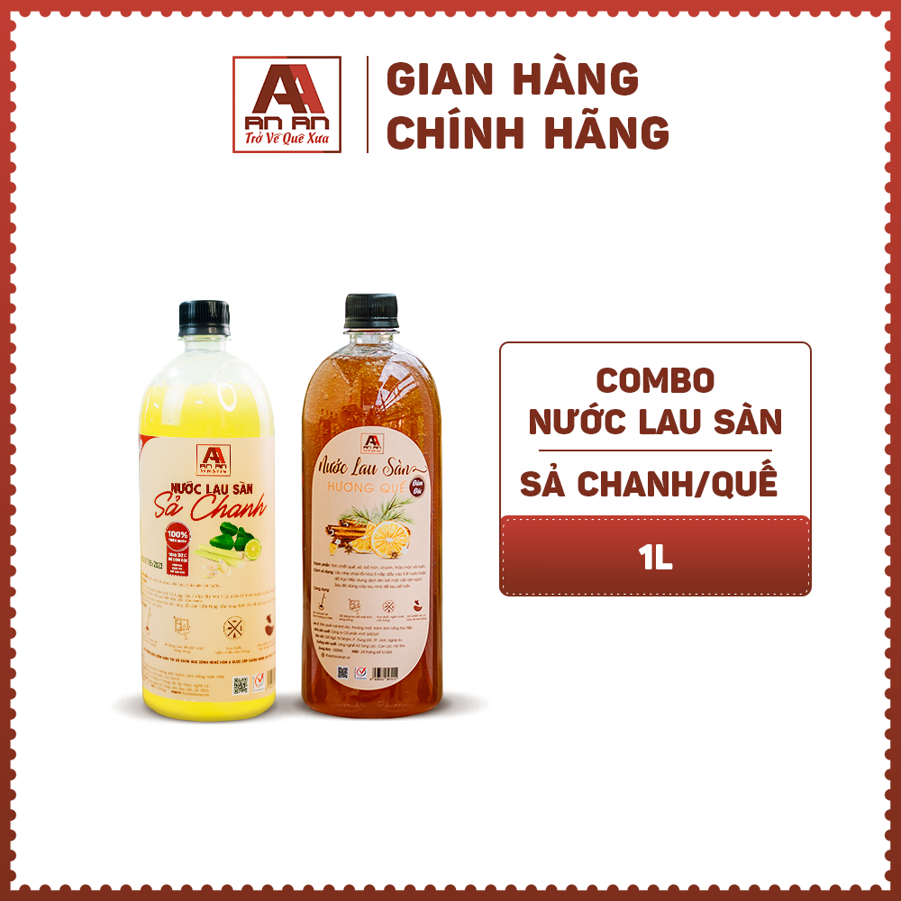 Combo Nước Lau Sàn Hữu Cơ Quế Và Sả Chanh An An 1000 ml Thơm Lâu Đuổi Muỗi An Toàn Cho Trẻ Em.