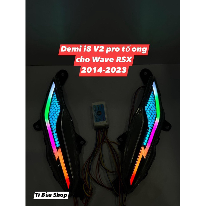 Cụm đèn demi xinhan độ sẵn audi i8 V2 pro cho Wave RSX 2014 - 2023