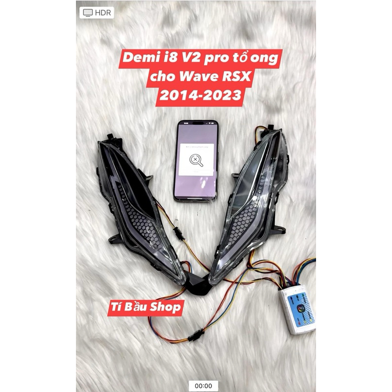 Cụm đèn demi xinhan độ sẵn audi i8 V2 pro cho Wave RSX 2014 - 2023