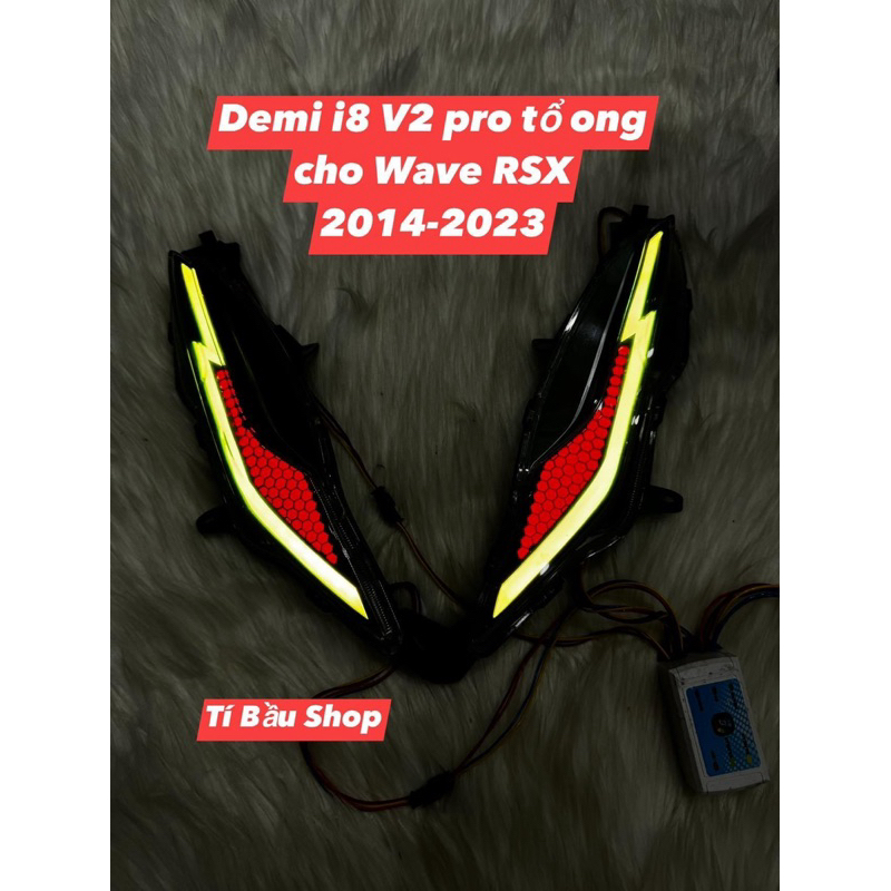 Cụm đèn demi xinhan độ sẵn audi i8 V2 pro cho Wave RSX 2014 - 2023