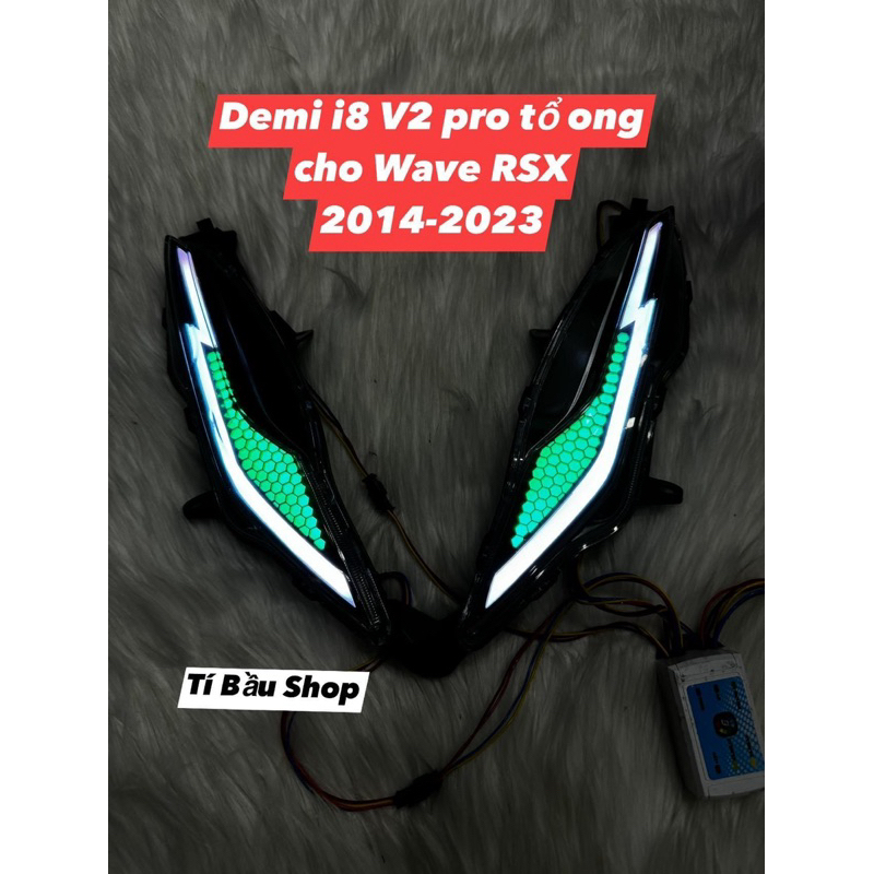 Cụm đèn demi xinhan độ sẵn audi i8 V2 pro cho Wave RSX 2014 - 2023